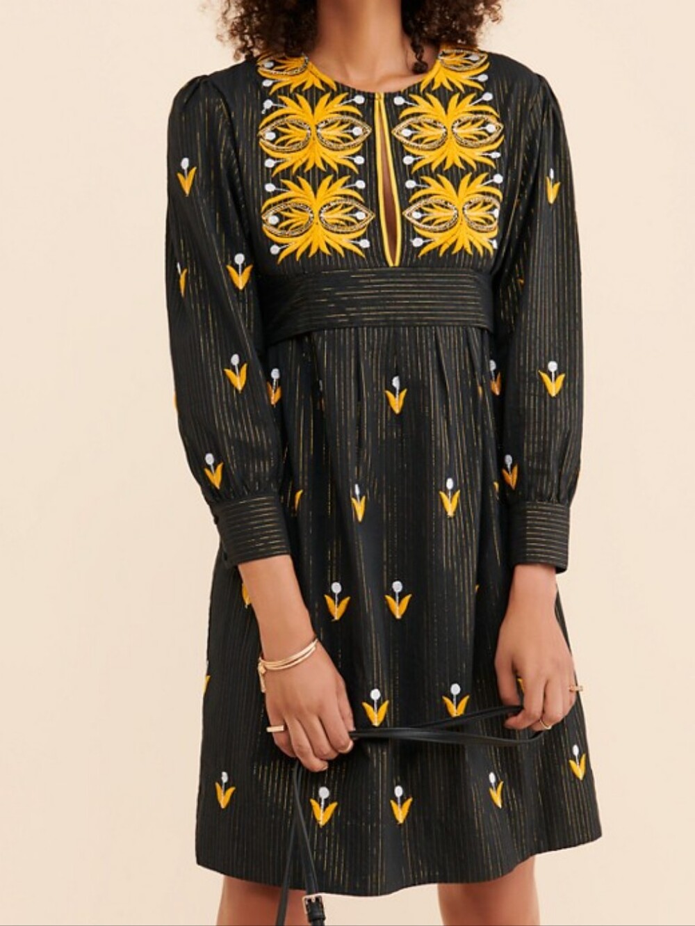 $285 ANTIK BATIK x Anthropologie Embroidered Vintage Style Dress L